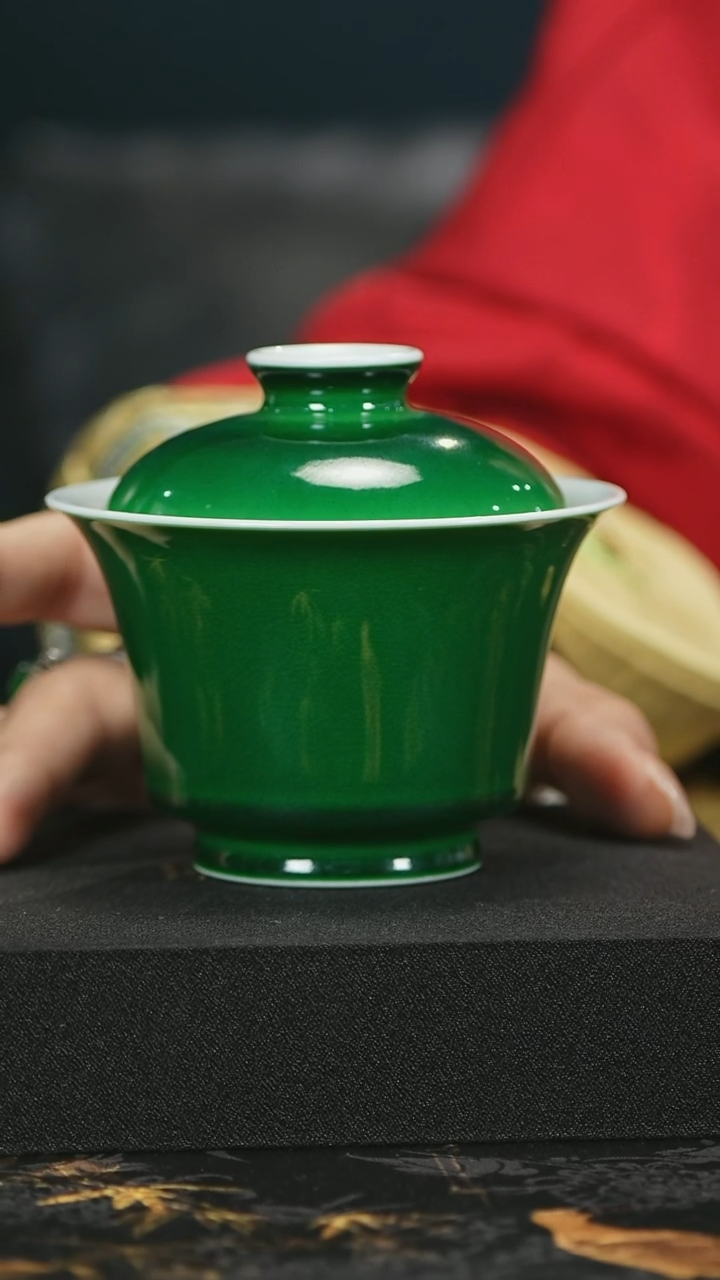 【闪购商品】 瓷堂里郎窑绿马蹄盖碗