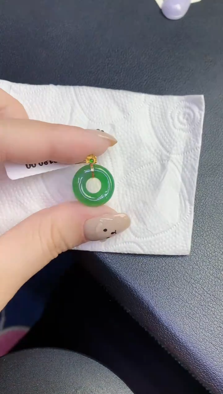 颈饰18K金镶嵌翡翠缅甸天然翡翠A货