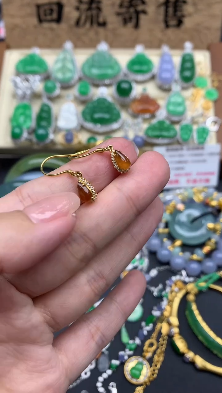 【闪购商品】翡翠耳饰18K金镶嵌271-中国好珍宝