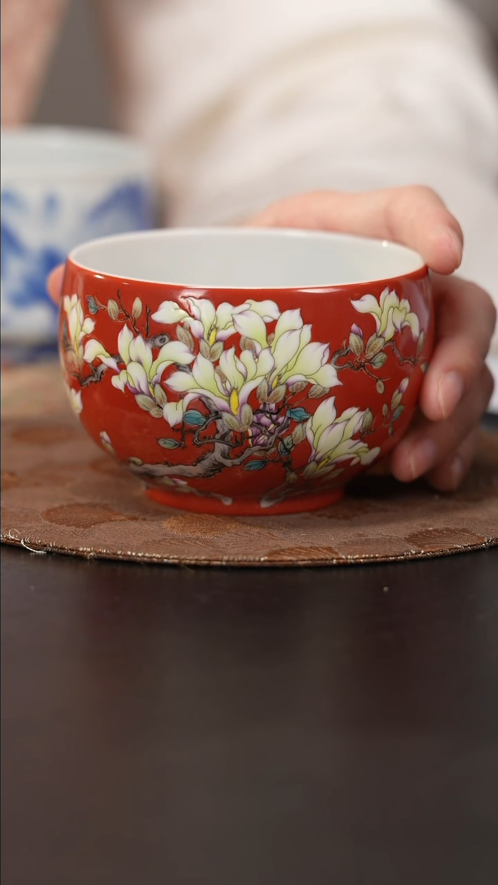 【闪购商品】杯艺林堂粉彩紫禁红玉兰圆融杯-茶道