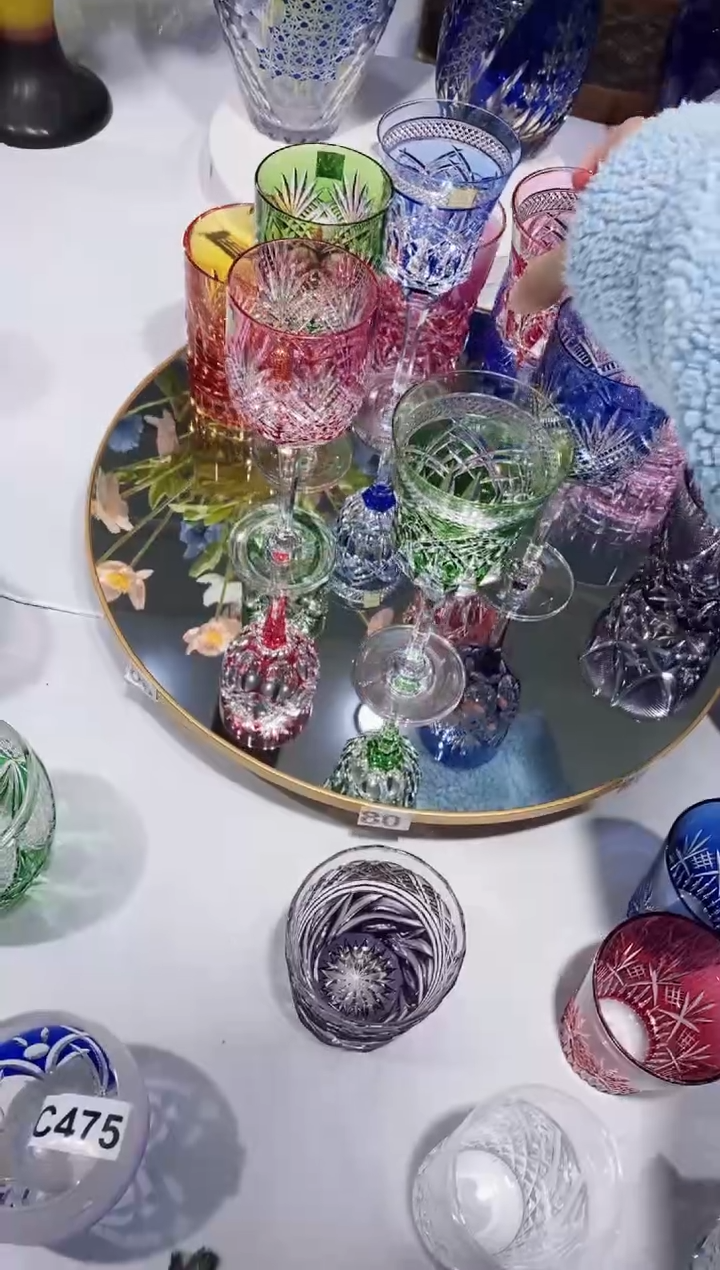 【闪购商品】水晶玻璃无手柄款金红蕾丝高脚杯kagmai