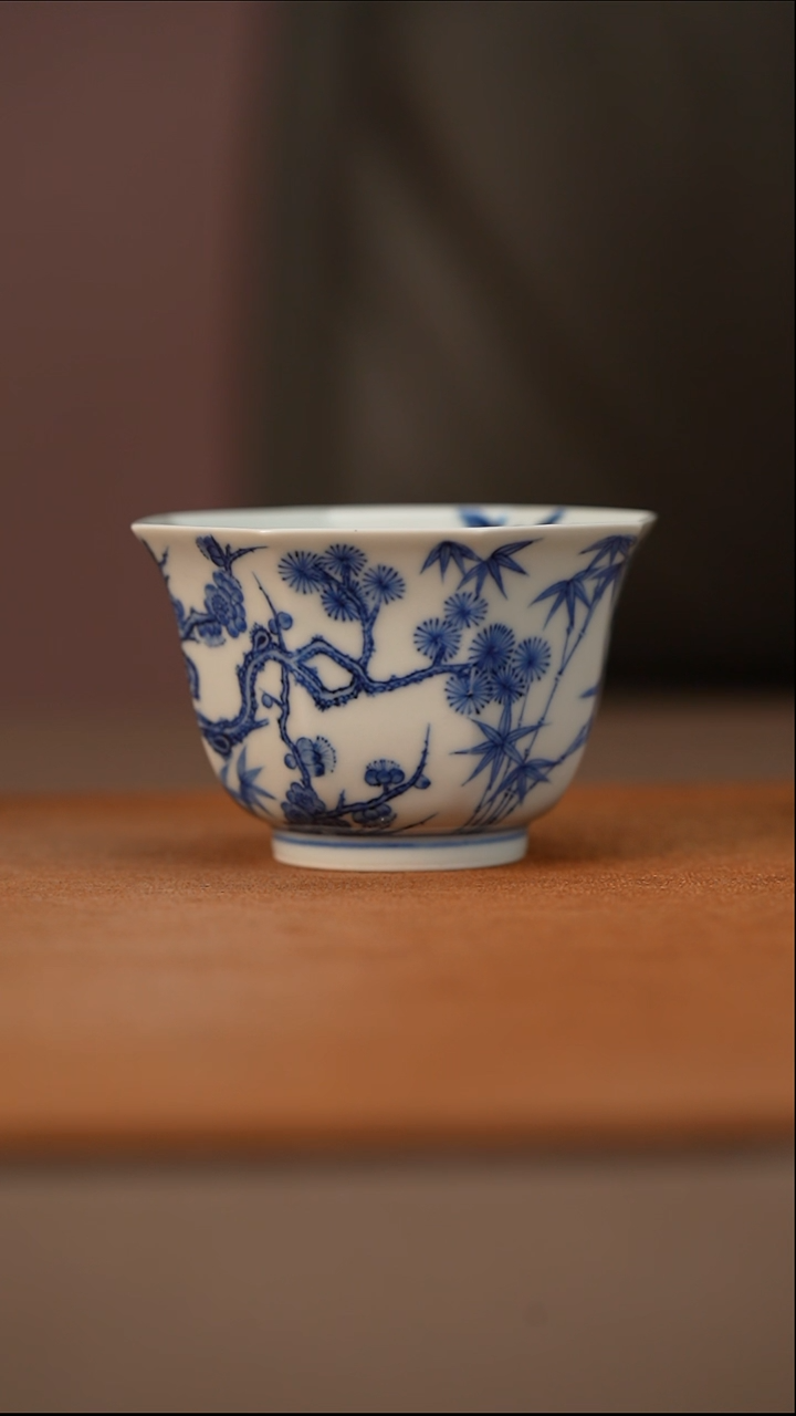 陶瓷又见春风松竹梅八方杯