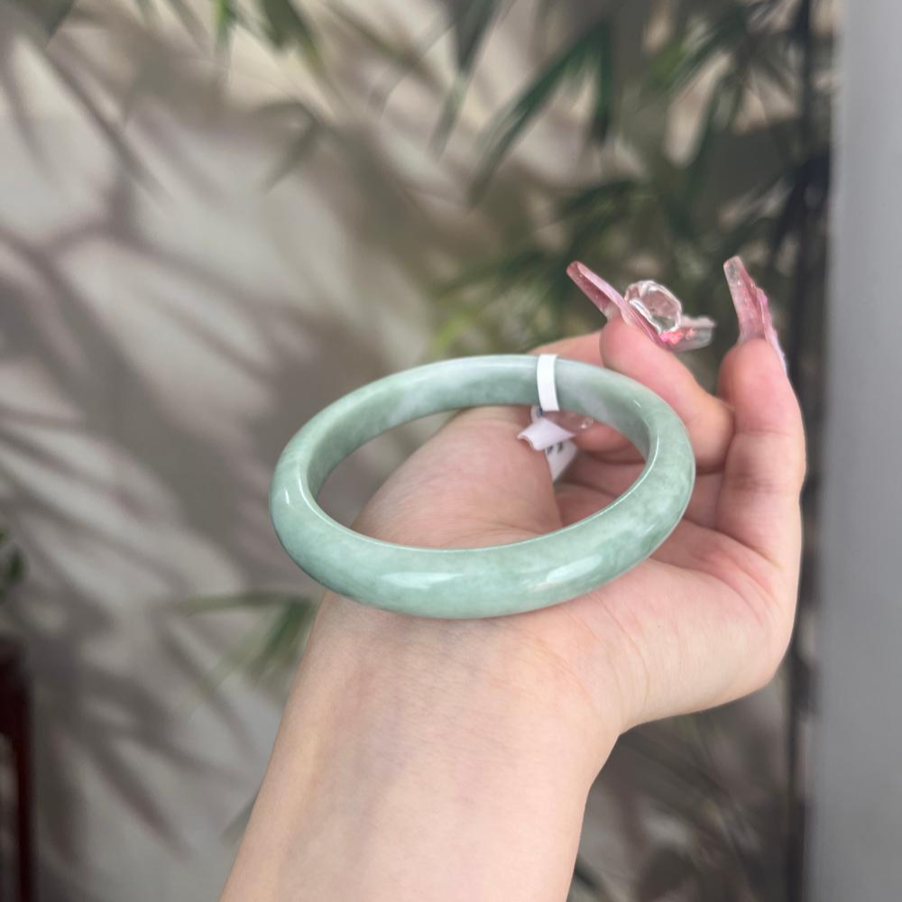 陕西蓝田玉手镯女士款时尚款飘翠老料玉镯景区同款【多样性发其一】