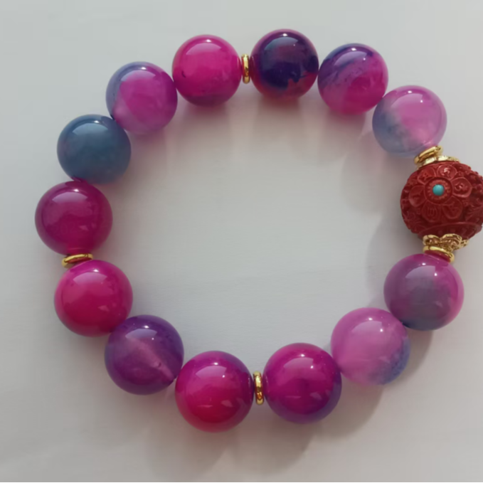 （菲菲甄选）九紫离火玛瑙合金镶嵌手链 多样性发其一