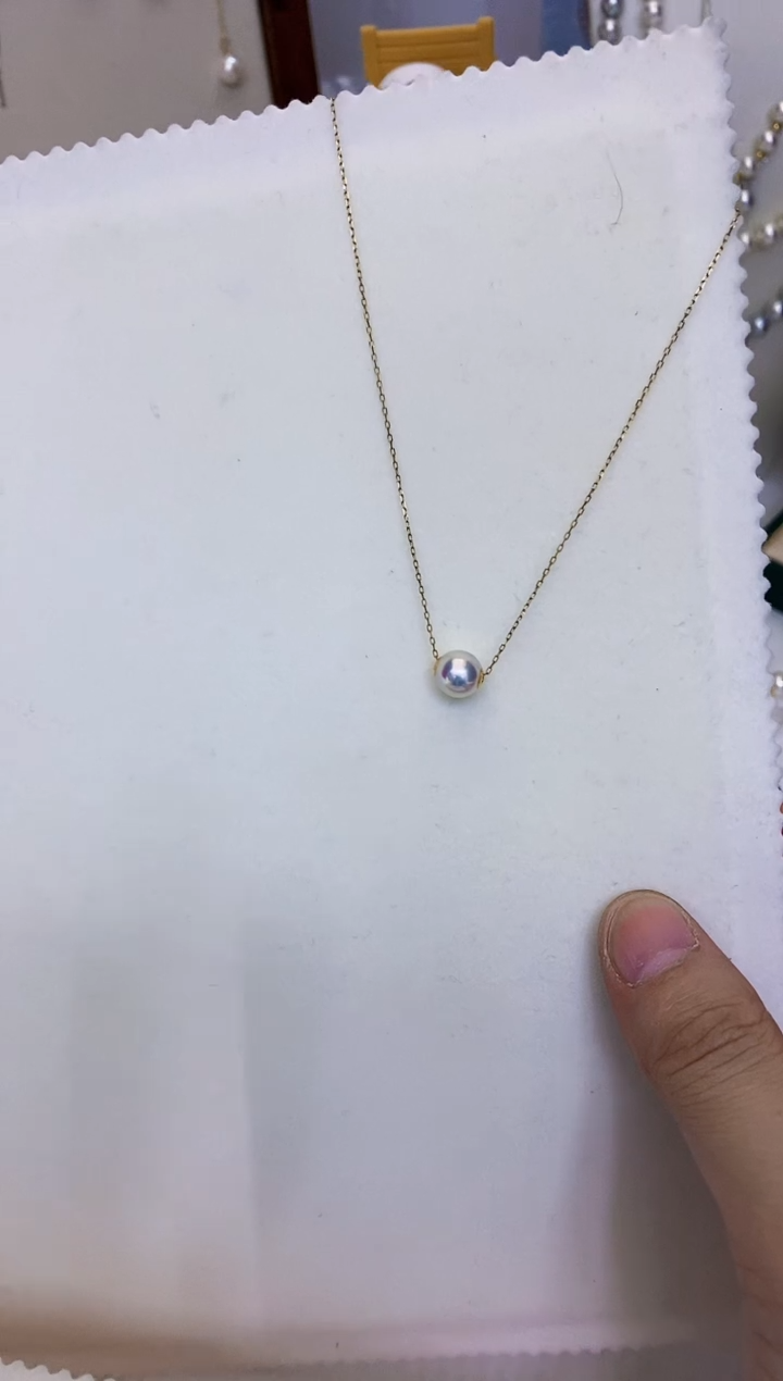 18K金镶嵌海水珍珠饰品7-8路路通不含金链