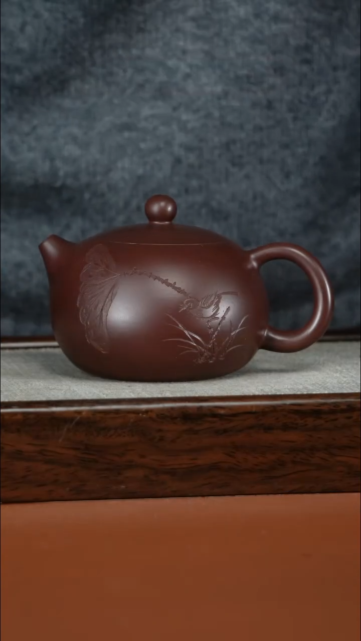 茶壶紫砂紫朱泥莲花西施210CC