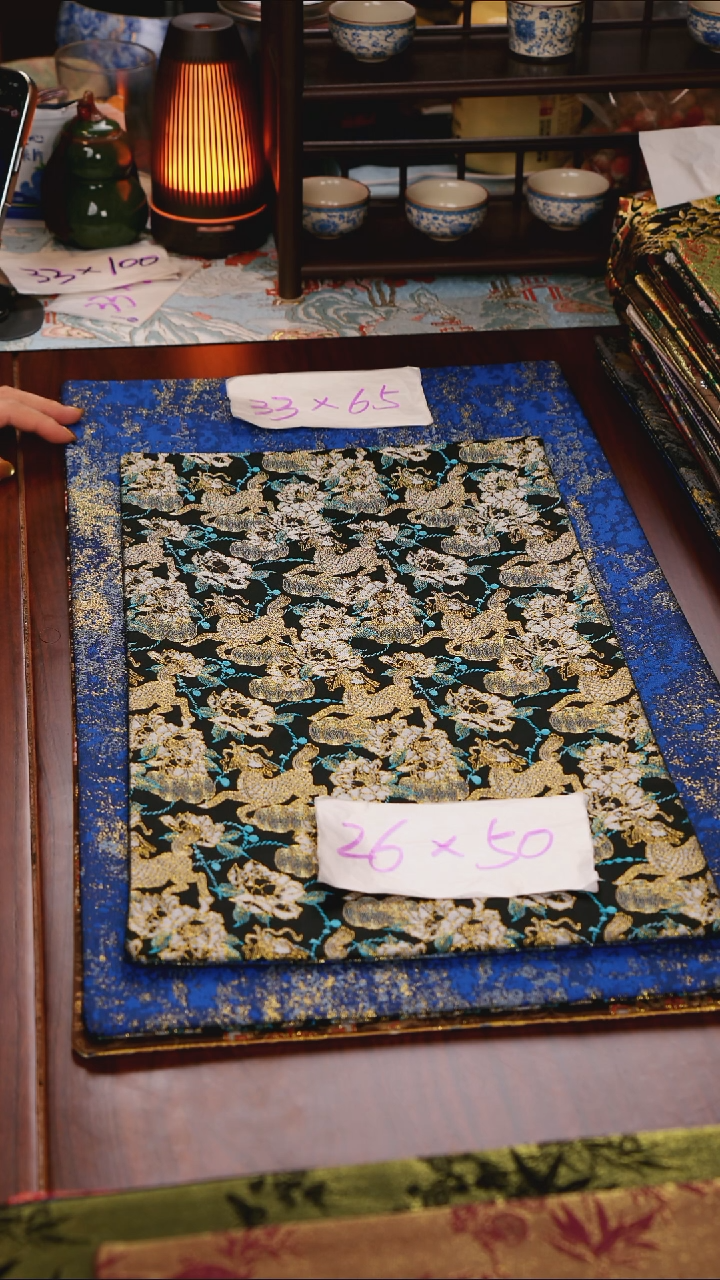 【麒麟牡丹双面】中国风干泡织锦茶席26*50