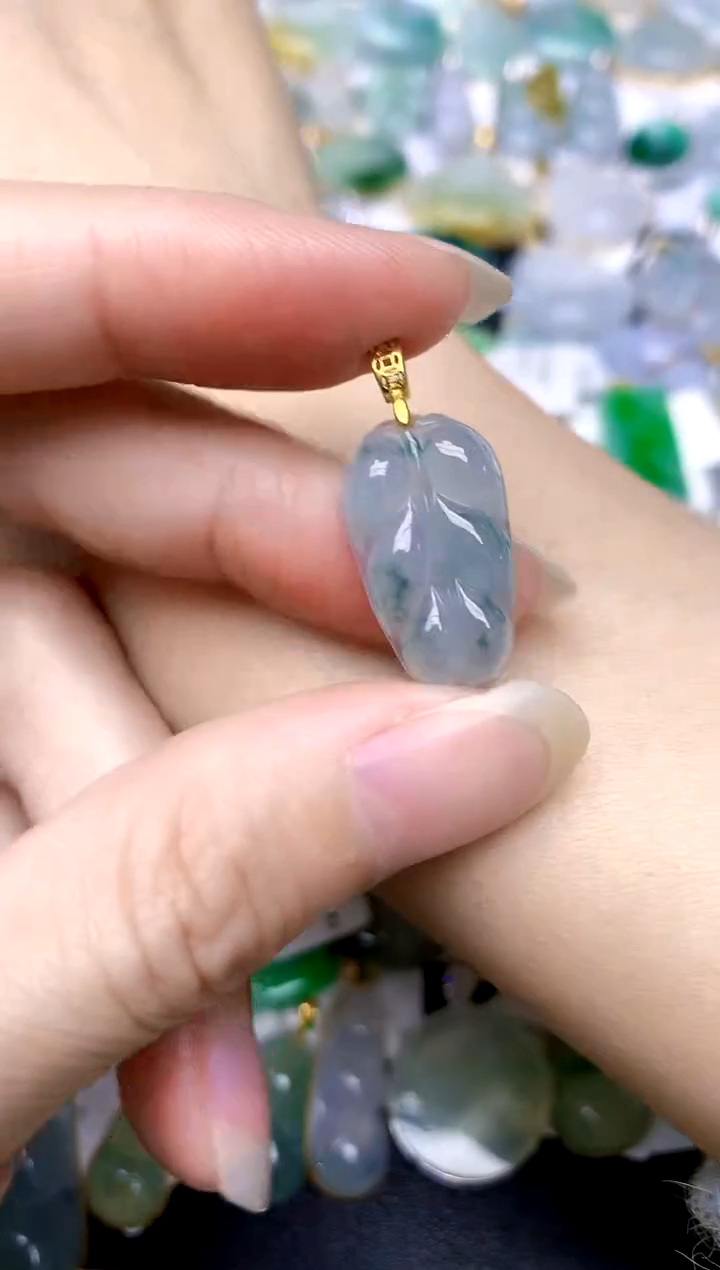 颈饰银S925镶嵌翡翠天然A货翡翠