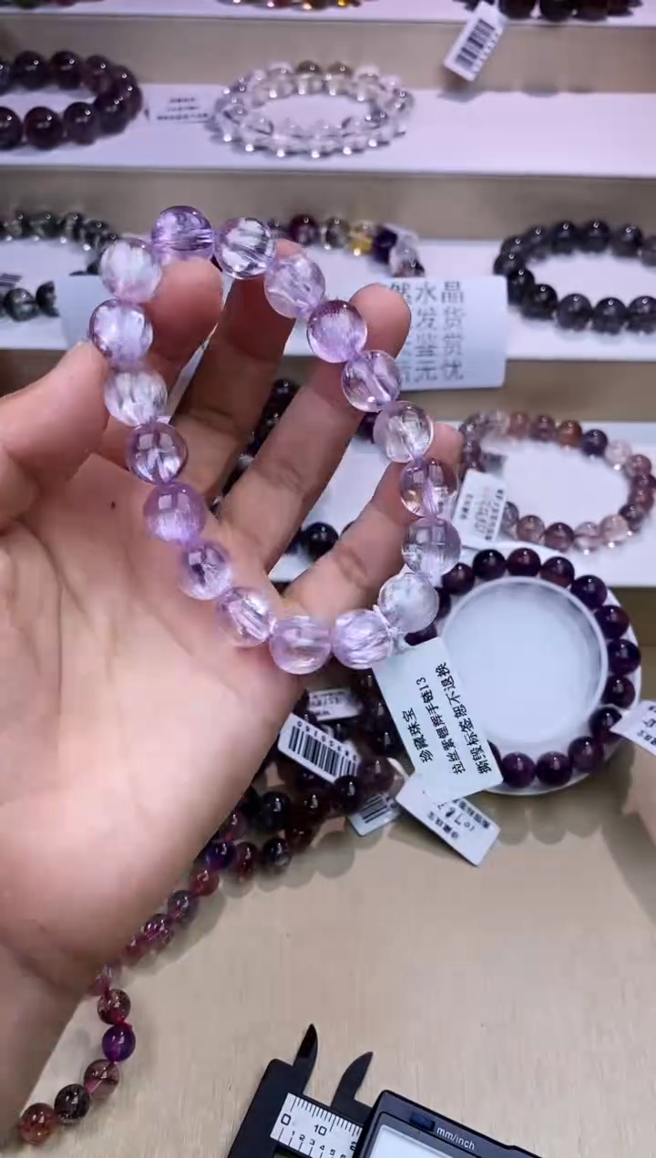 手串锂辉石未镶嵌拉丝紫锂辉11m+