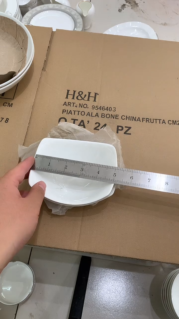 5英寸长方碗2个白瓷