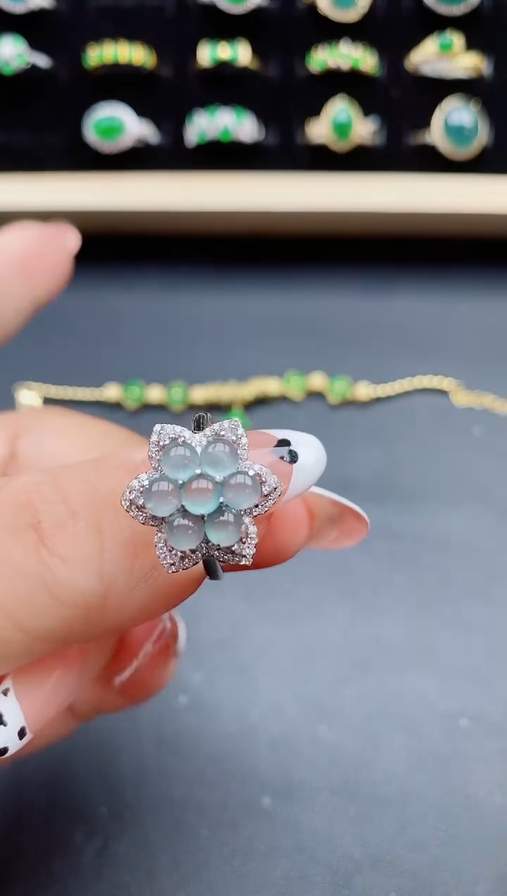 【闪购商品】翡翠银S925镶嵌戒指50850