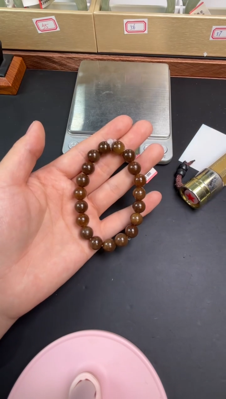 【闪购商品】和田玉手串未镶嵌且末金山微色差卡10