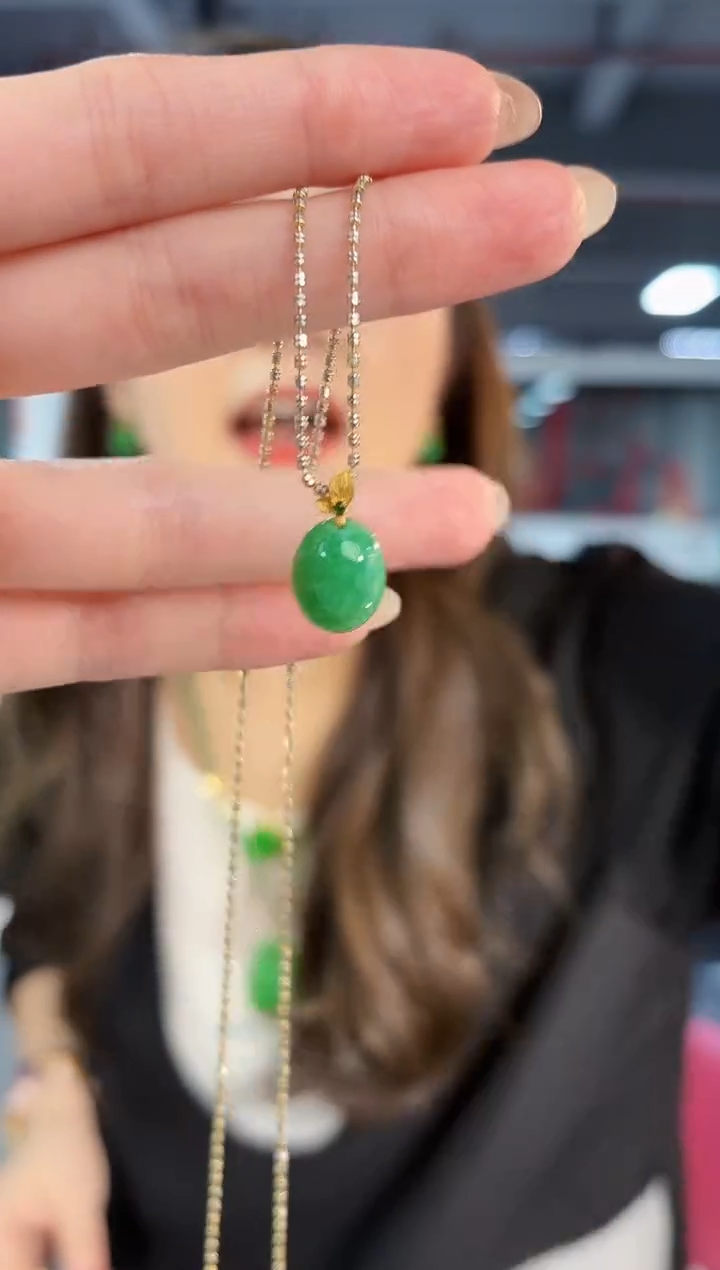 【闪购商品】翡翠吊坠(不含链)18K金镶嵌缅料A货/支持复检/一件