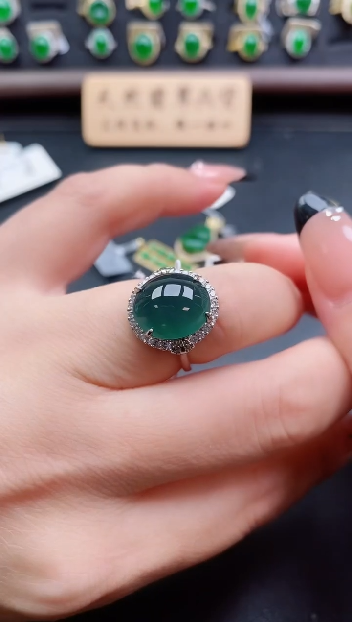 银S925镶嵌戒指翡翠1