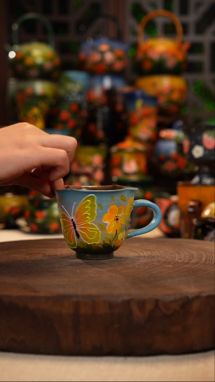 紫砂油画手绘釉下彩