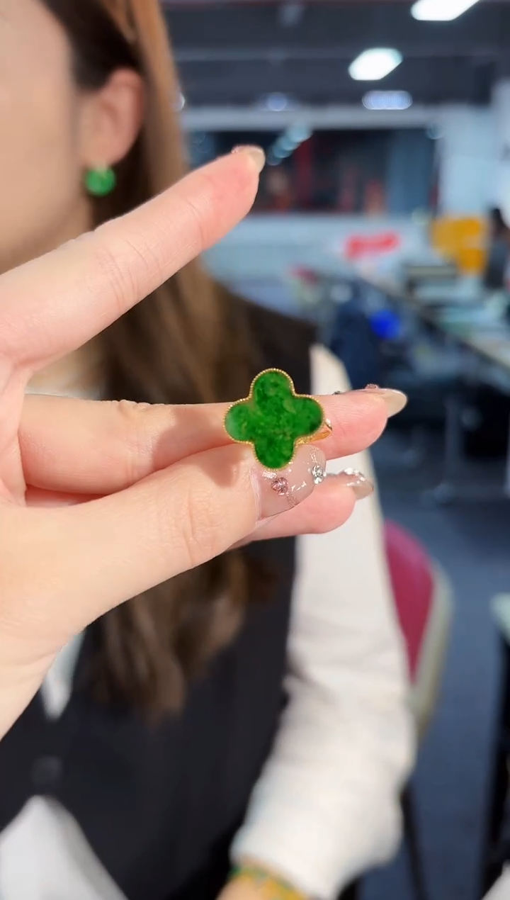 【闪购商品】翡翠戒指18K金镶嵌缅料A货/支持复检/一件