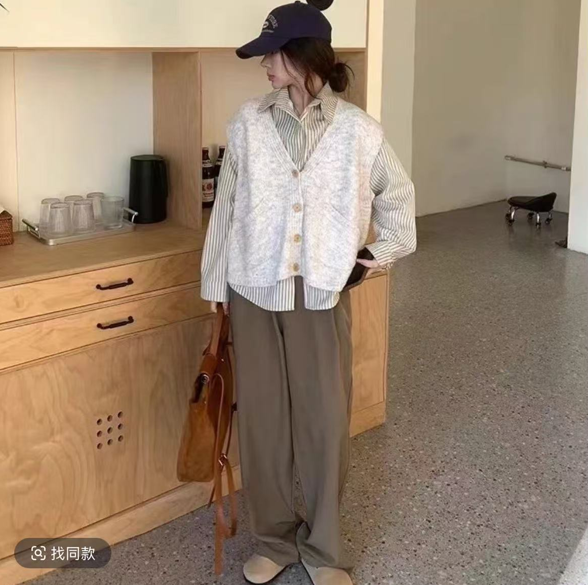 【莹】百搭网红宽松 时尚复古学生文艺纯色