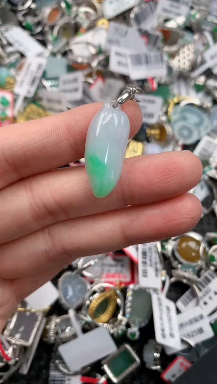 银S925镶嵌戒指翡翠666---3