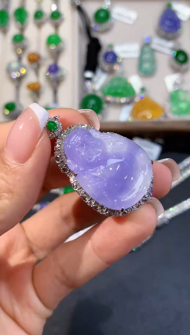 翡翠18K金镶嵌吊坠(不含链)LZ0579多样性发其一