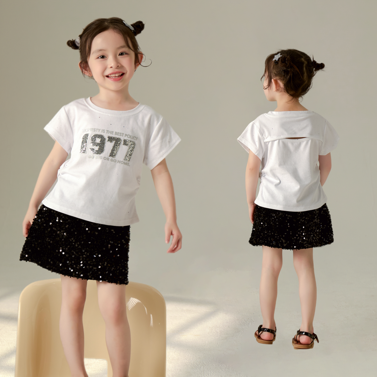 现货【数字T】98棉夏装3715女童时尚百搭休闲洋气短袖女宝T恤上衣