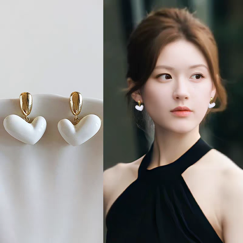 纯铜耳饰 露思同款法式气质爱心无耳洞耳夹耳环高级感轻奢精致女
