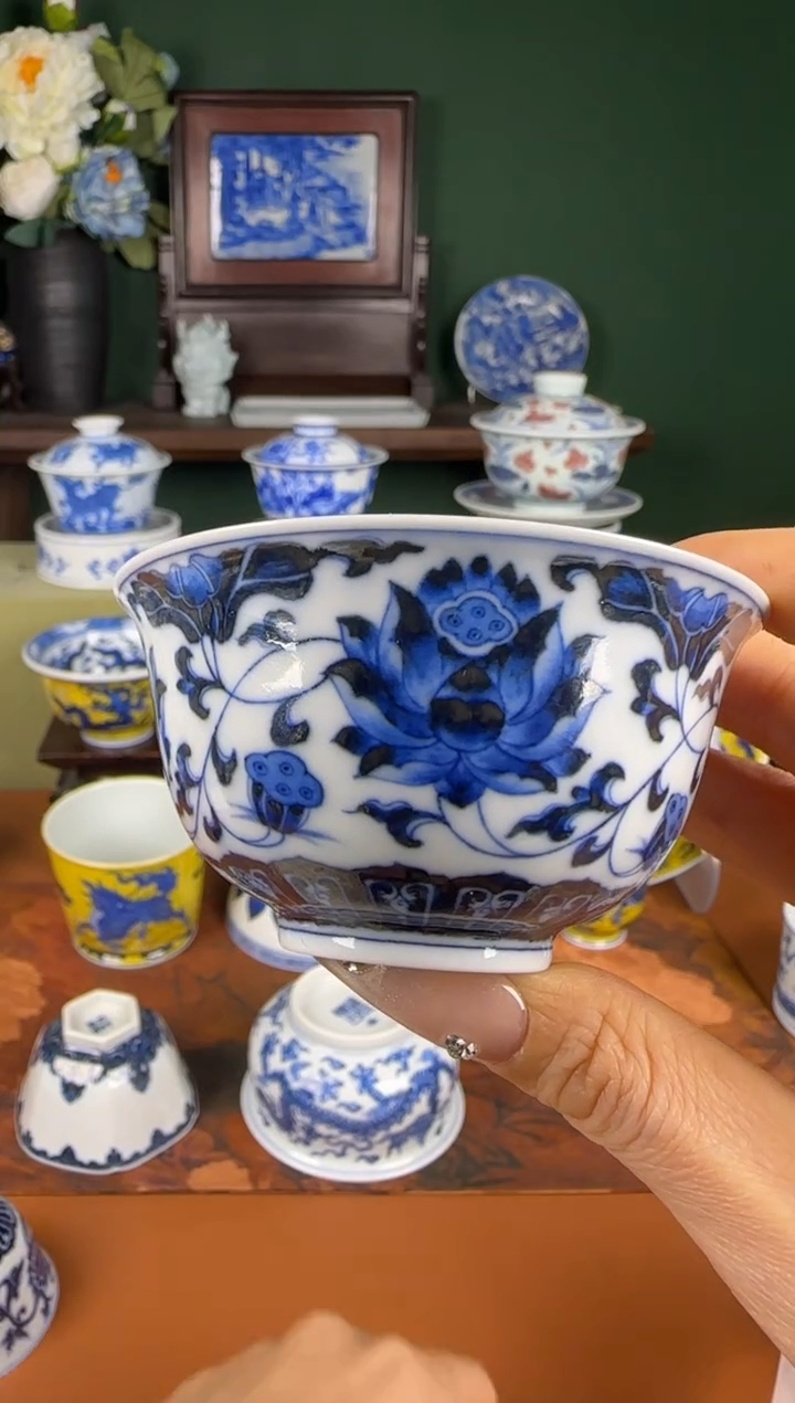 【闪购商品】杯洪印幕明 莲花 撇口主人杯 