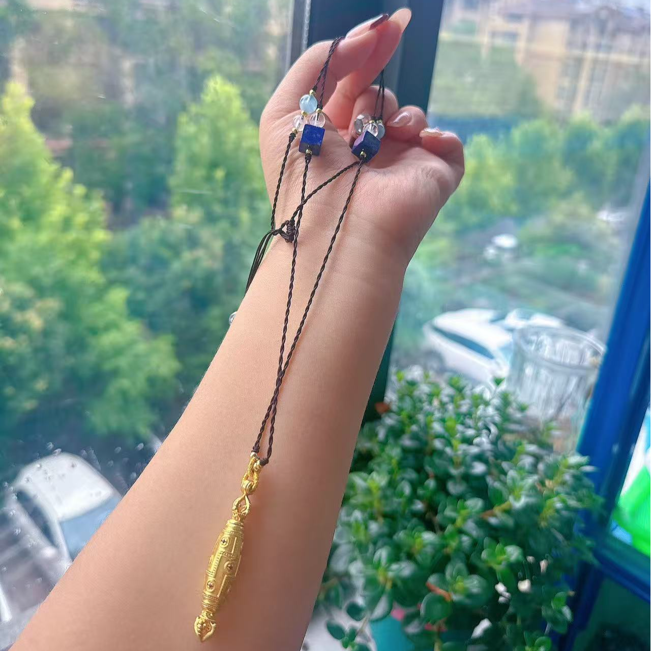 【莹莹专属】天然青金石九眼吊坠M4895