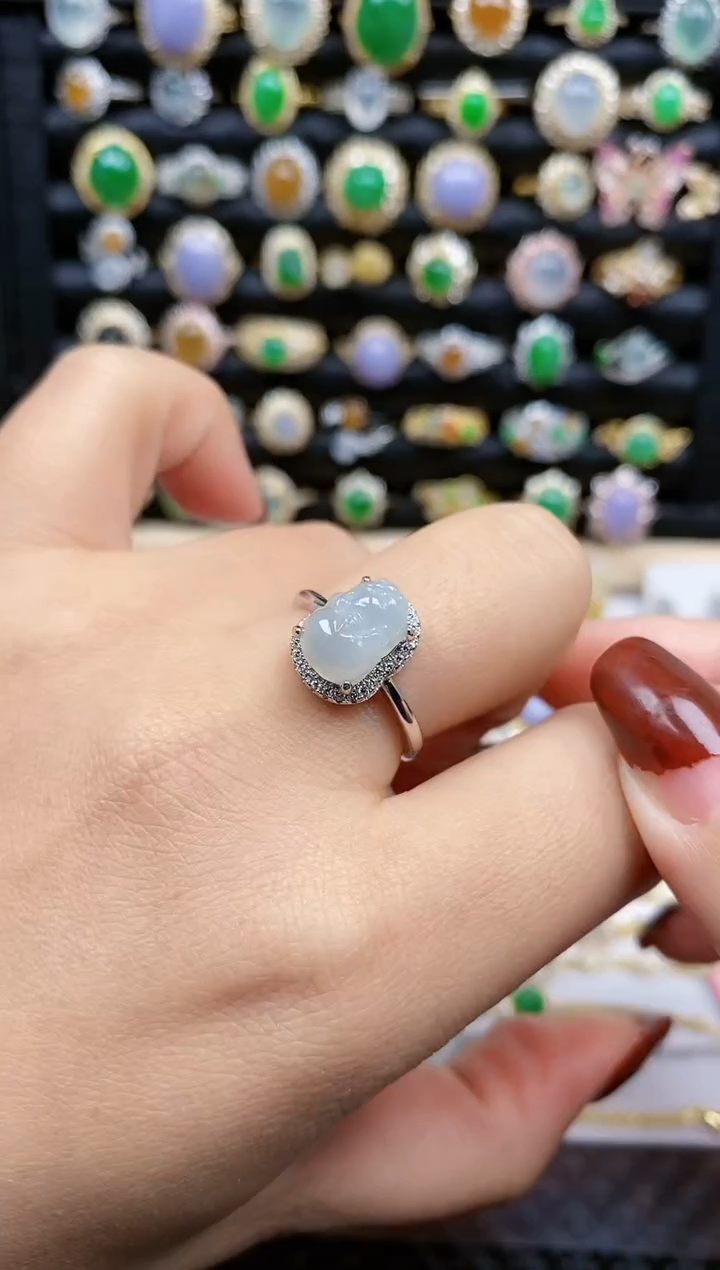 银S925镶嵌戒指翡翠339