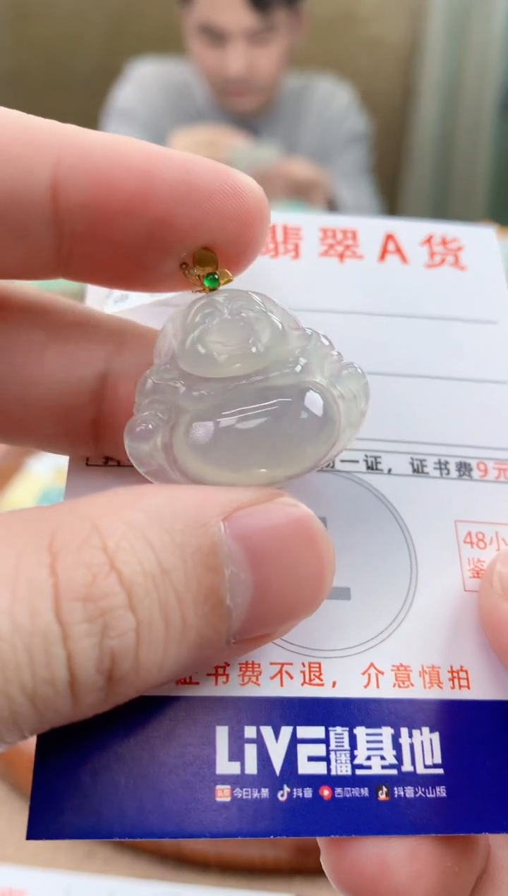 颈饰18K金镶嵌翡翠天然A货翡翠挂件