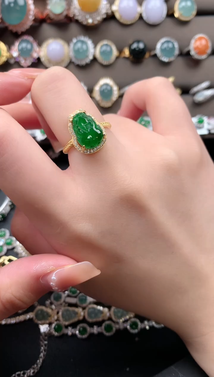 【闪购商品】翡翠戒指银S925镶嵌51241
