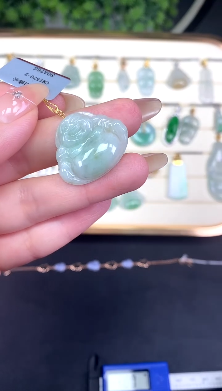 吊坠(不含链)18K金镶嵌翡翠佛公-@@CMT570-2