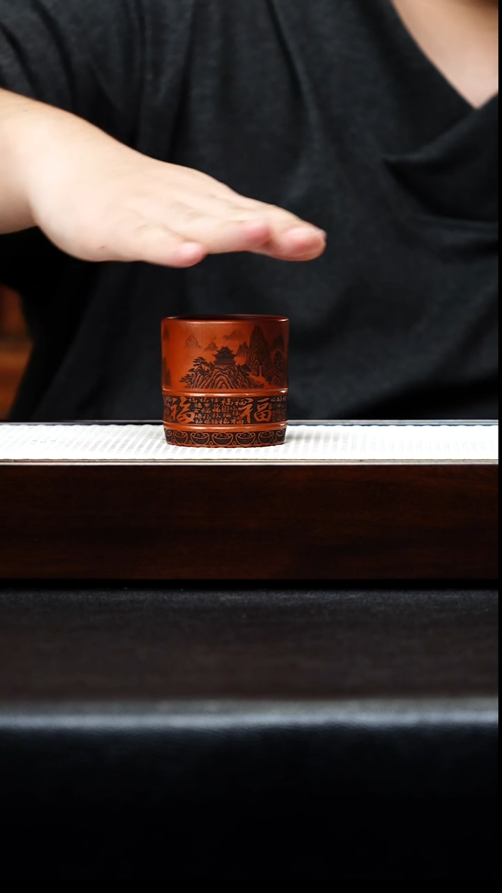 茶壶紫砂宜兴紫砂主人杯 竹节 大红袍h582