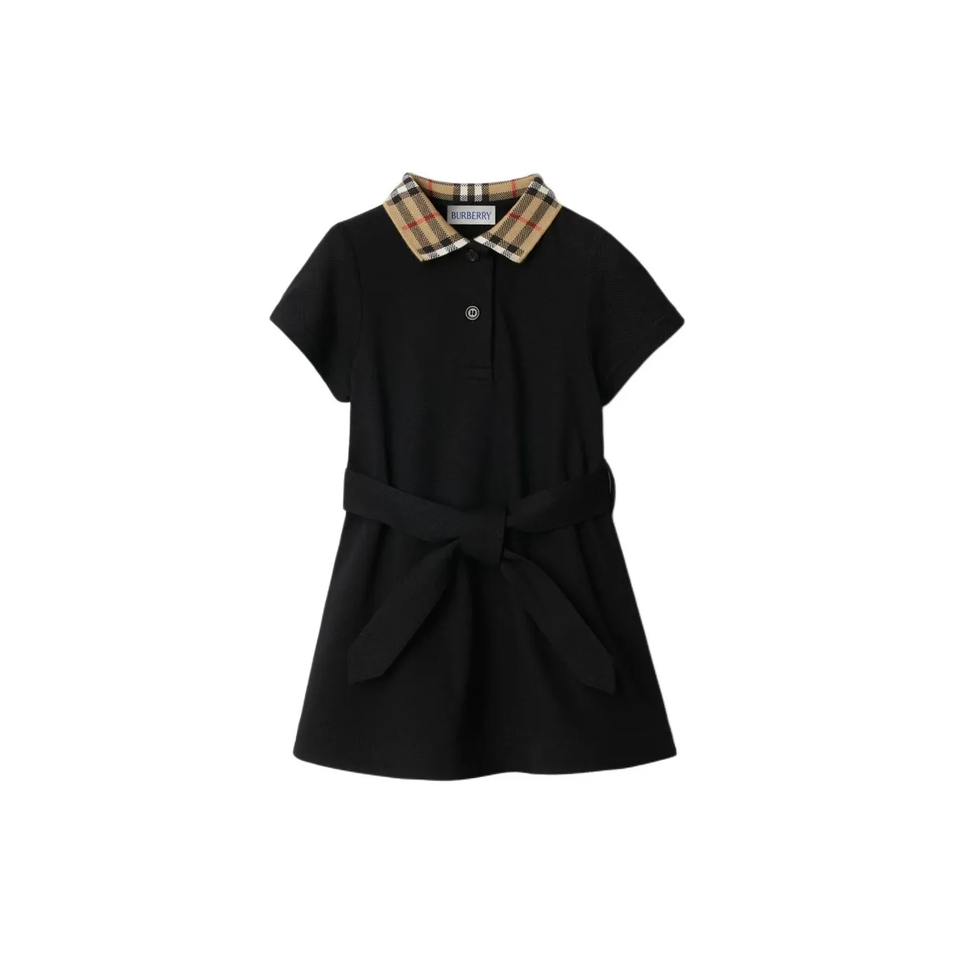 奢邦/Burberry 博柏利 束腰polo领连衣裙 儿童款 黑色 ZC