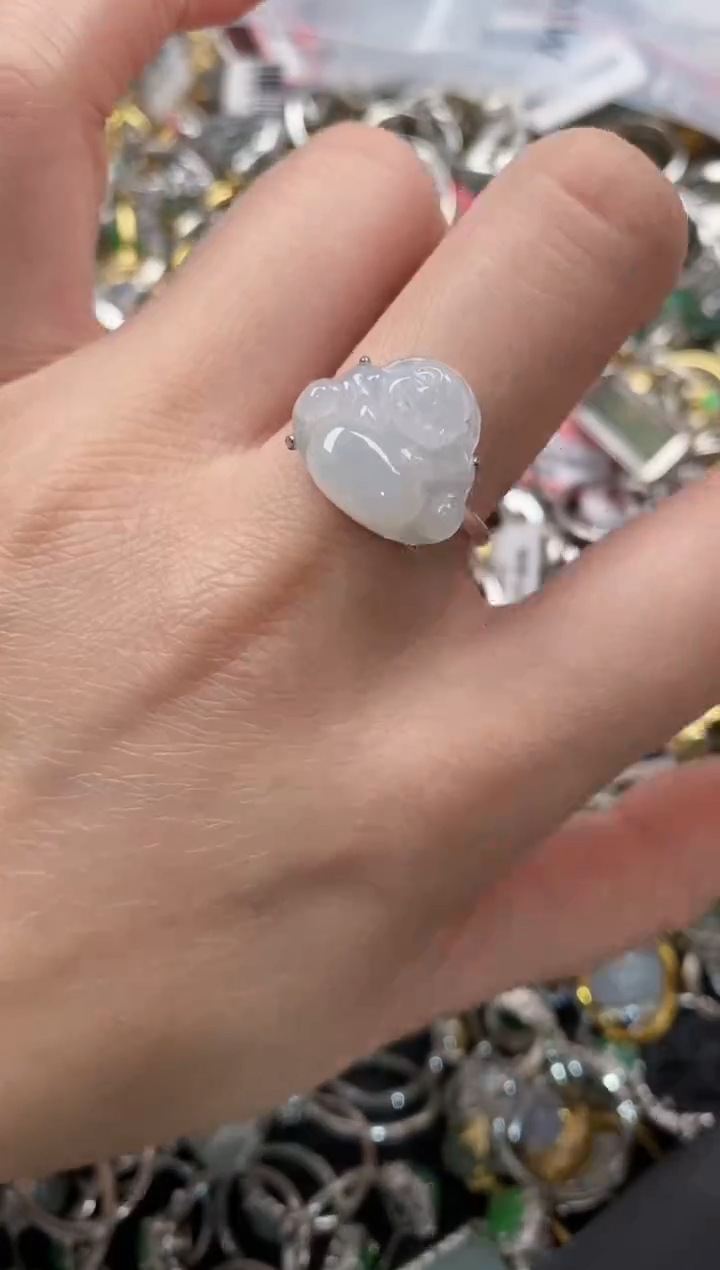银S925镶嵌戒指翡翠444   10