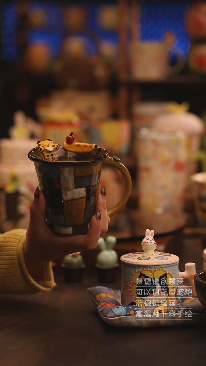 陶瓷景德镇可爱陶瓷釉下彩绘设计师款