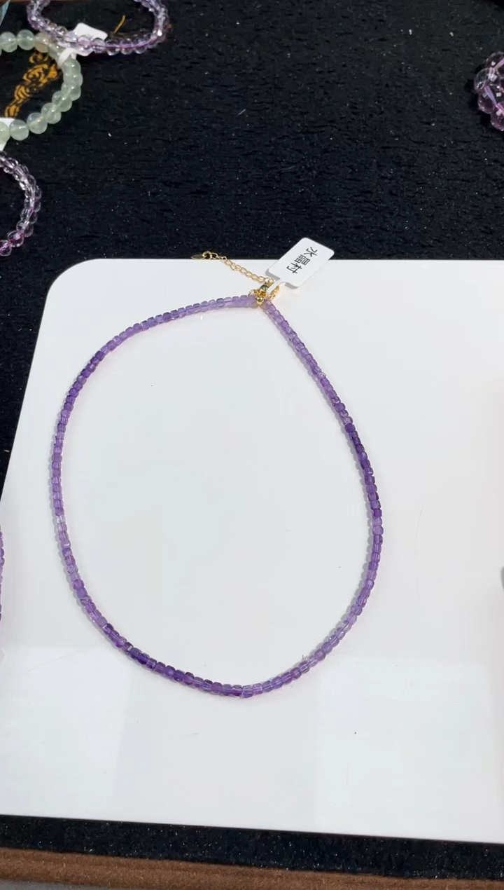 【闪购商品】水晶手链未镶嵌82号巴西料紫水方糖款3mm