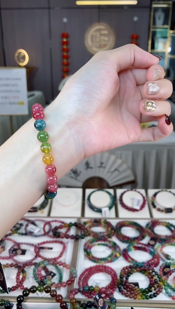 未镶嵌老矿碧玺单圈手串8mm+碧玺dan多样性发货一条