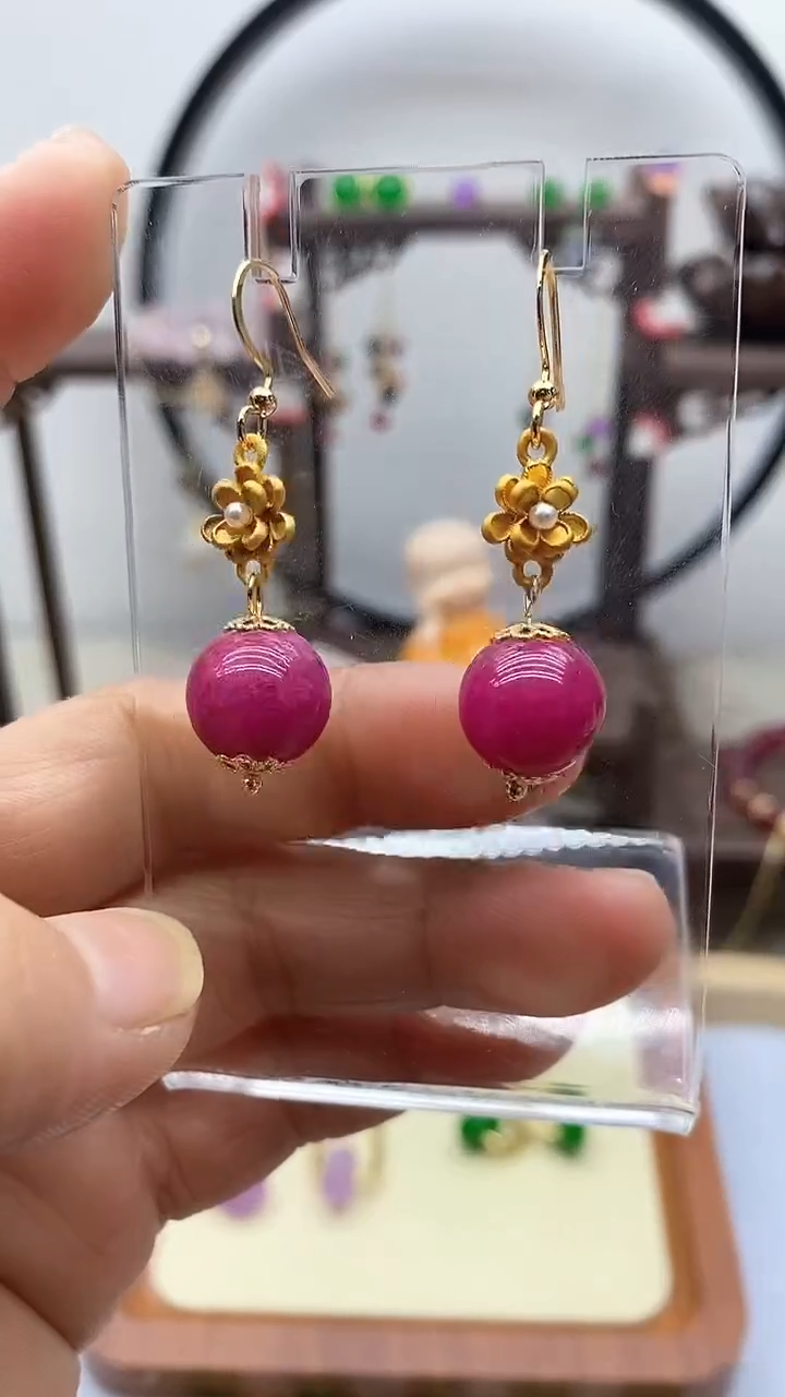 【闪购商品】苏纪石（舒俱来）耳饰银S925镀金镶嵌79