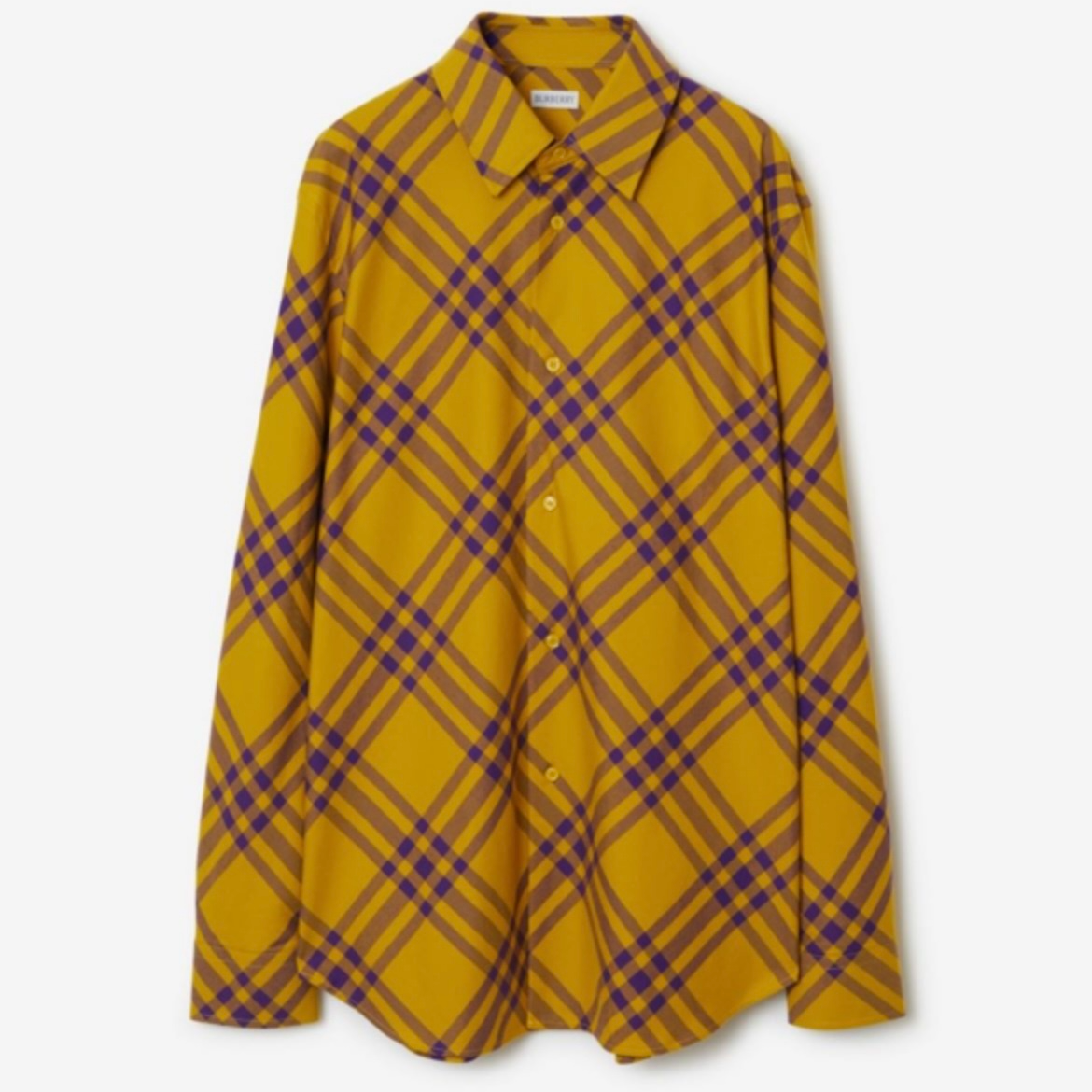 未使用 BURBERRY/博柏利 秋梨黄格纹长袖衬衫 MSN30202