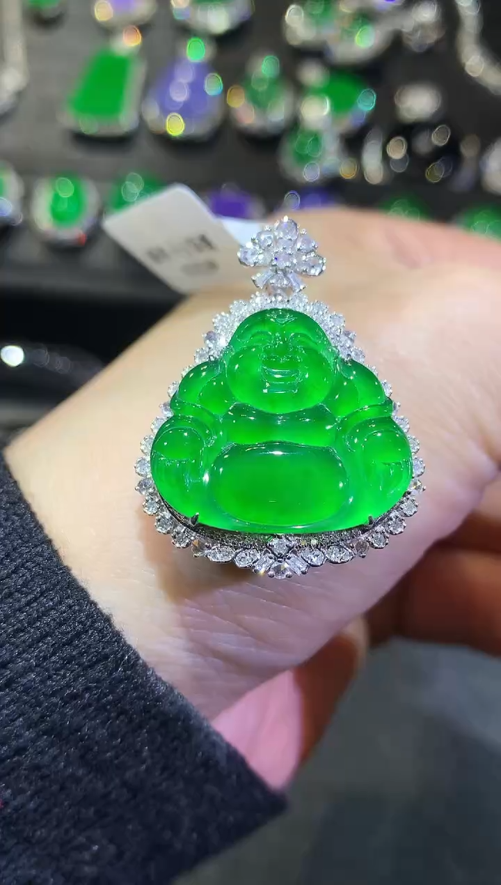 【闪购商品】翡翠吊坠(不含链)18K金镶嵌50-佛公（多样性发货一件