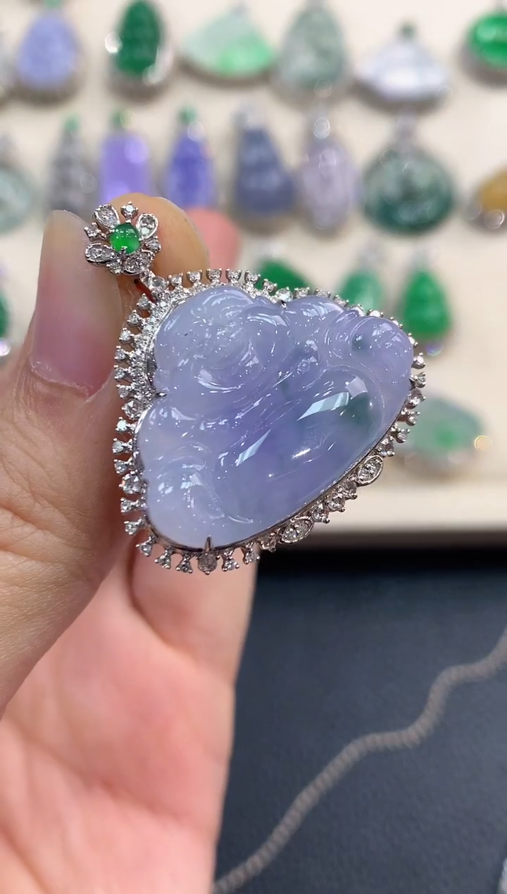 【闪购商品】翡翠吊坠(不含链)18K金镶嵌C26  有色差