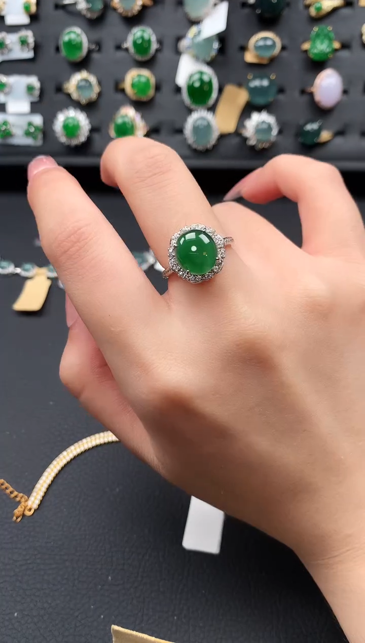 【闪购商品】翡翠戒指银S925镶嵌61342
