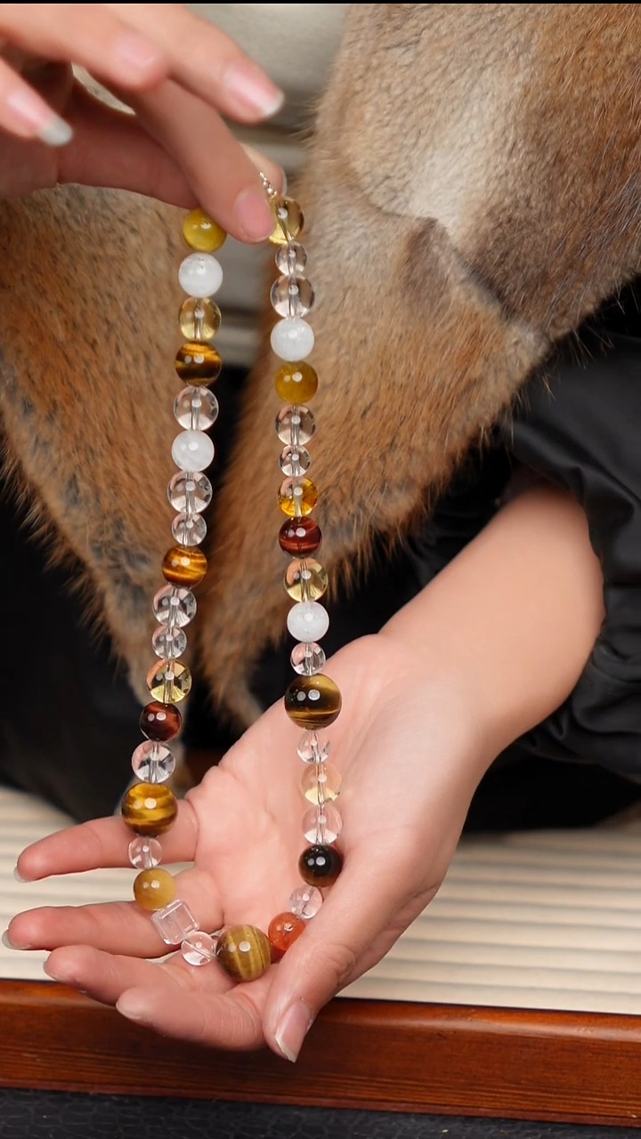 水晶摆件银S925镶嵌思思设计款多宝水晶项链