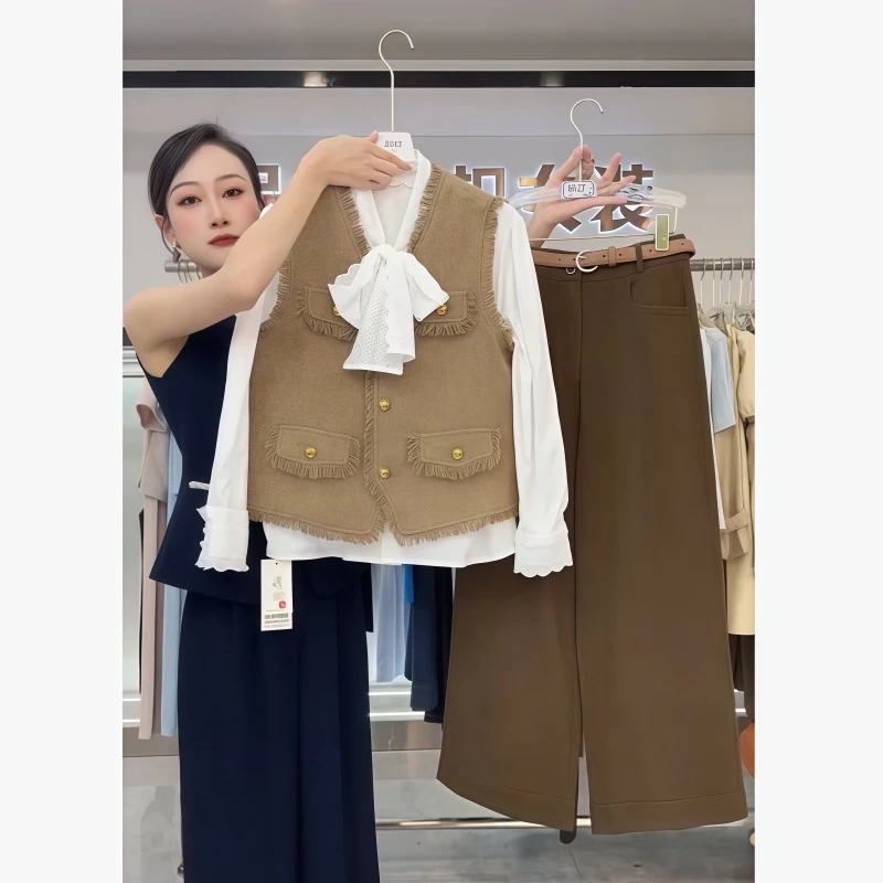 小香风马甲套装女秋季新款小个子高级感百搭气质穿搭一整套装三件