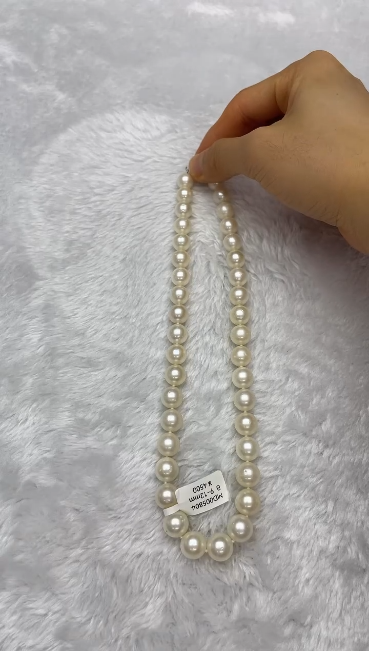 海水珍珠银S925镶嵌项链澳白9-12mm