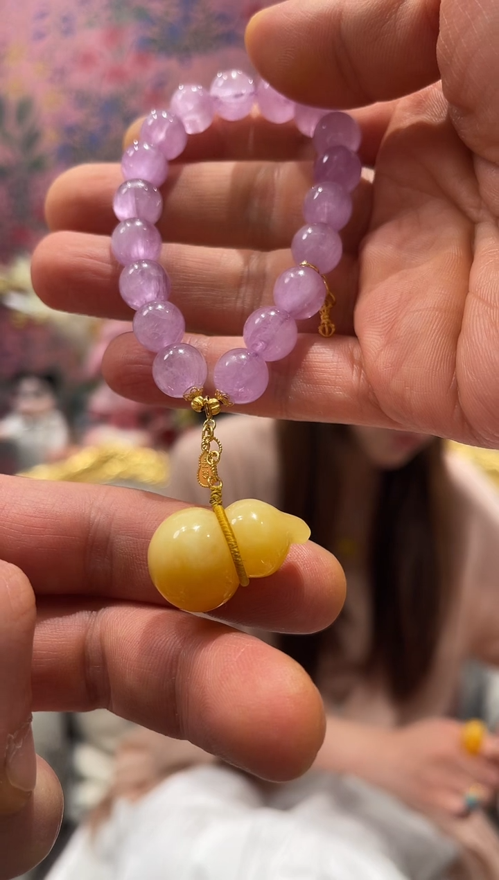 【闪购商品】锂辉石手串18K金镶嵌紫锂辉