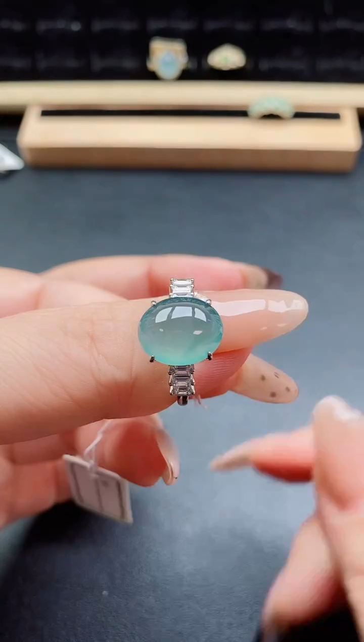 银S925镶嵌戒指翡翠1