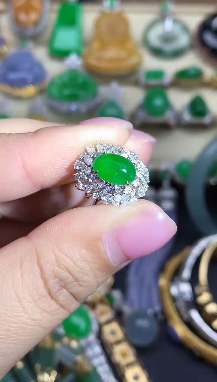 【闪购商品】翡翠戒指18K金镶嵌633-中国好珍宝