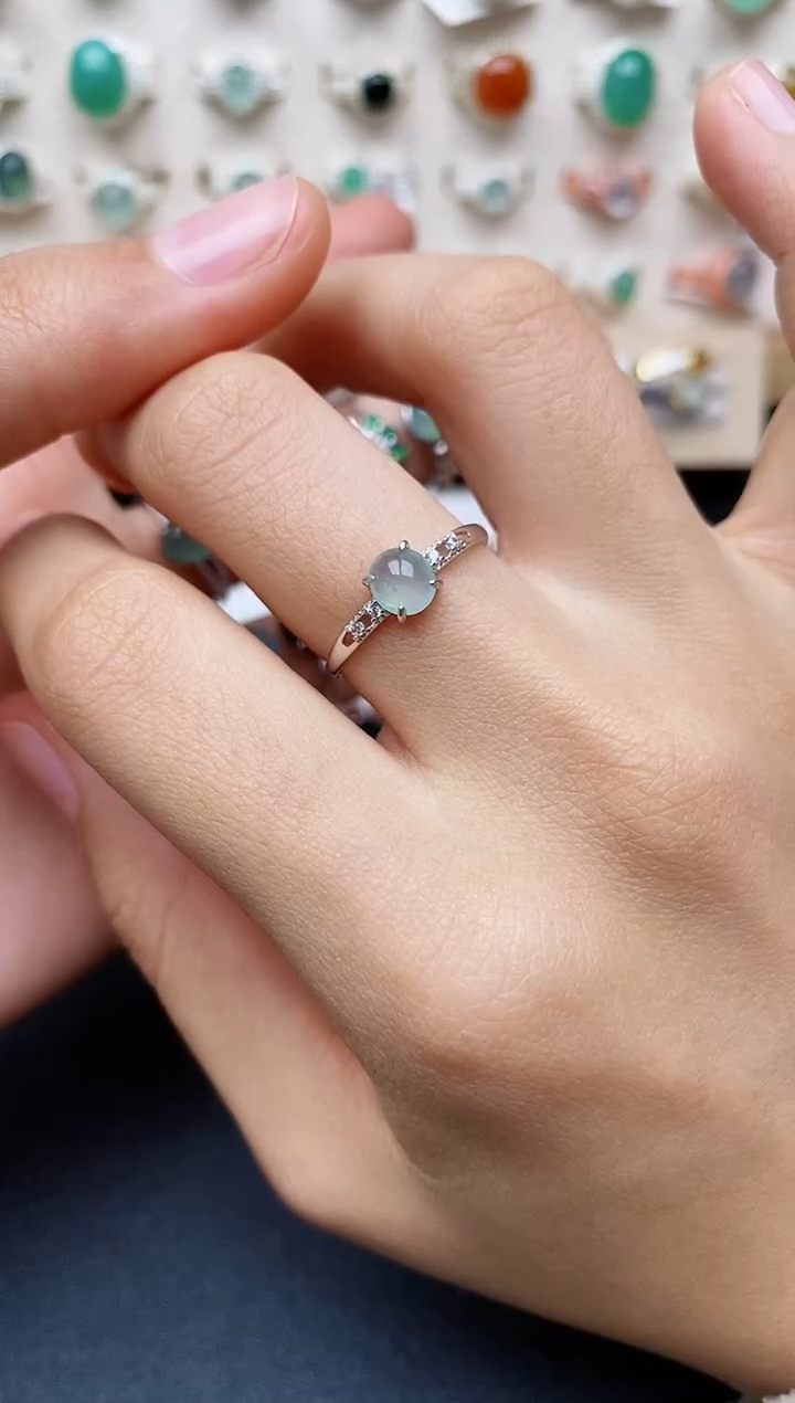 【闪购商品】翡翠戒指银S925镶嵌缅甸翡翠