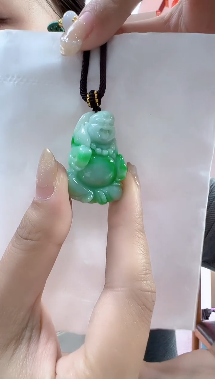 【闪购商品】翡翠颈饰未镶嵌孤品佛公高34高25+厚11